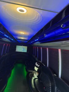 Interior of party bus rental services
