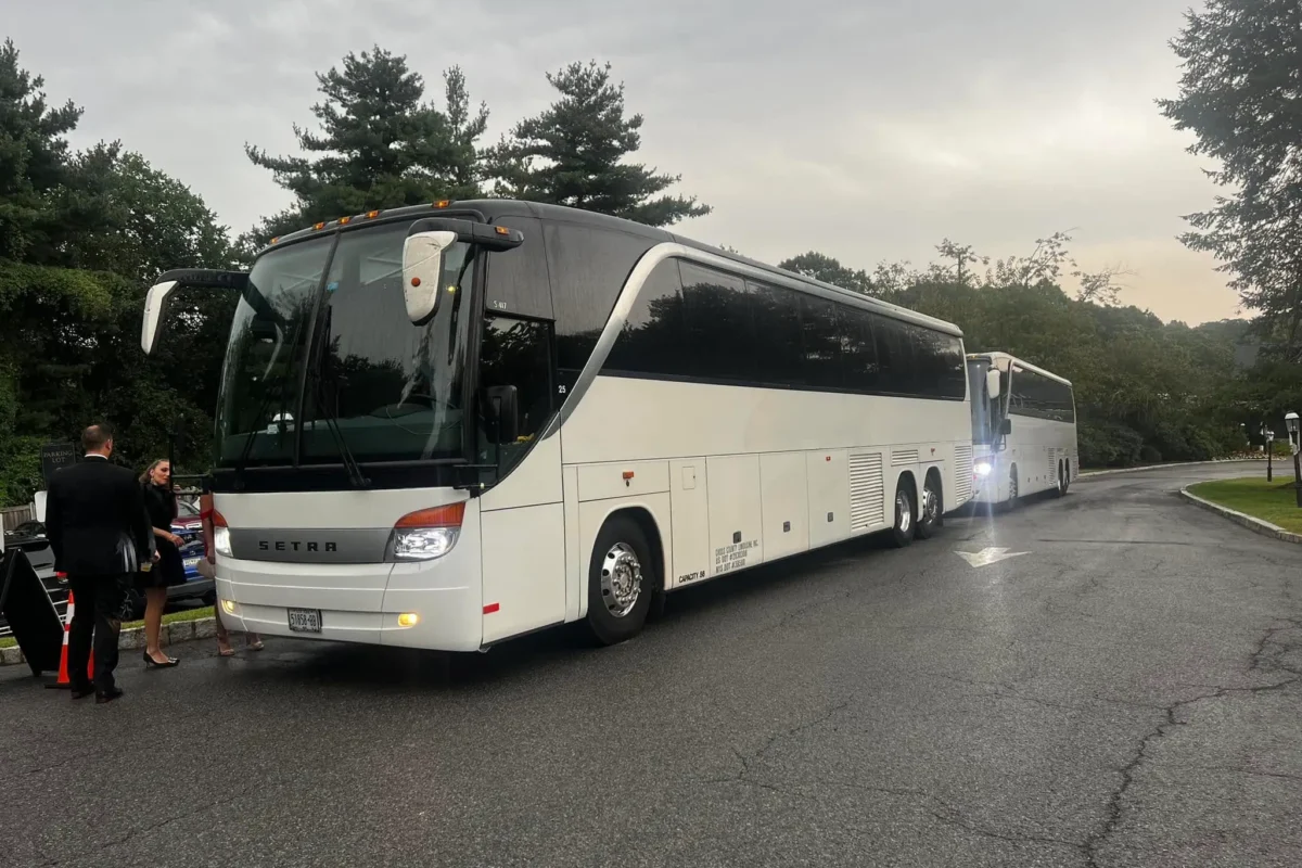 Setra motor coach - a 56-passenger luxury party bus service