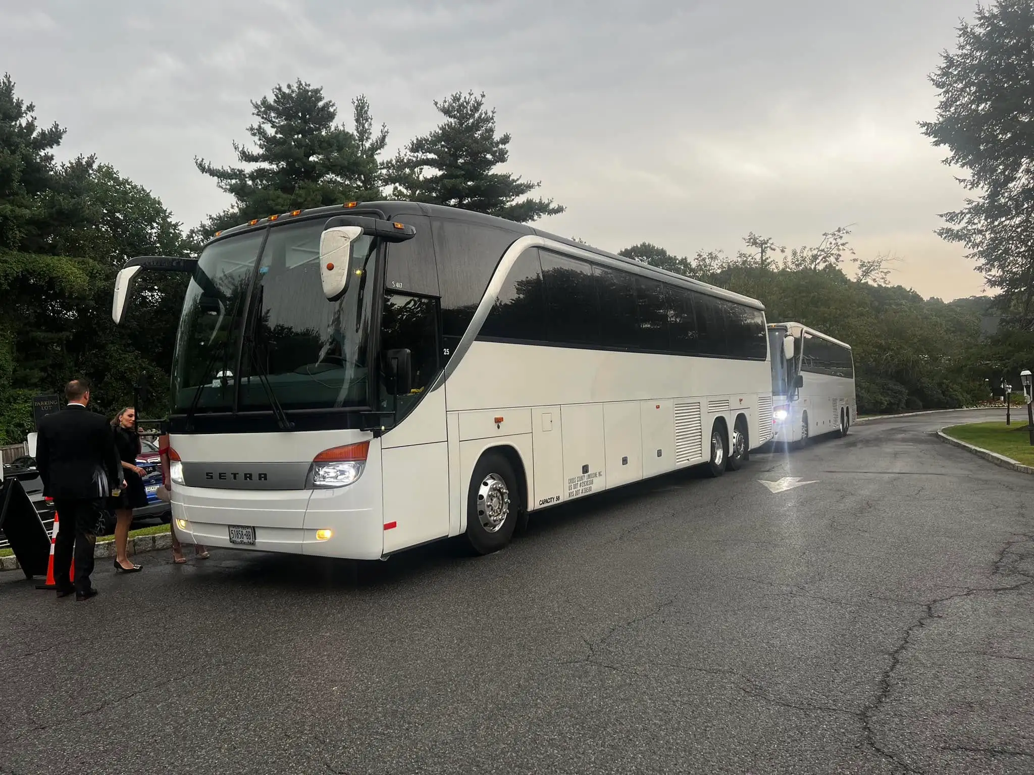 Setra motor coach - a 56-passenger luxury party bus service